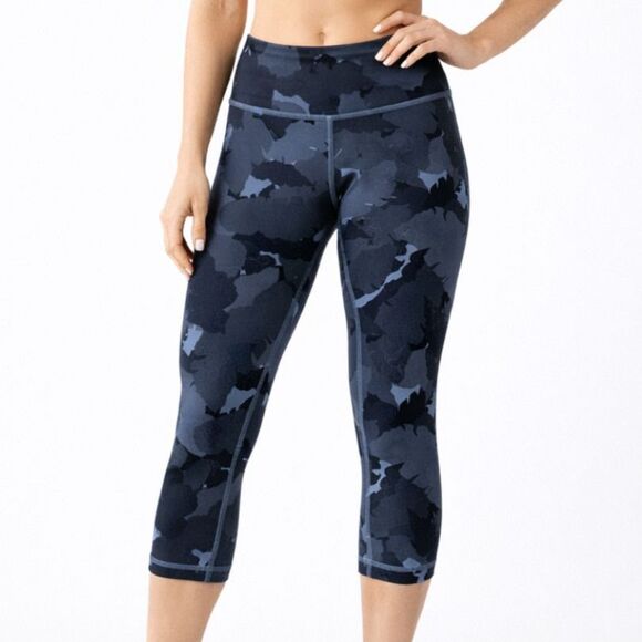 Lululemon Blue Grey Camo Cropped Leggings High Rise Activewear - Picture 1 of 4